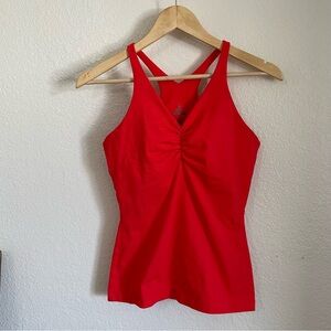 Prana Sabin Chakara Red Women's Tank Top V Neck Workout Yoga Gathered Front S